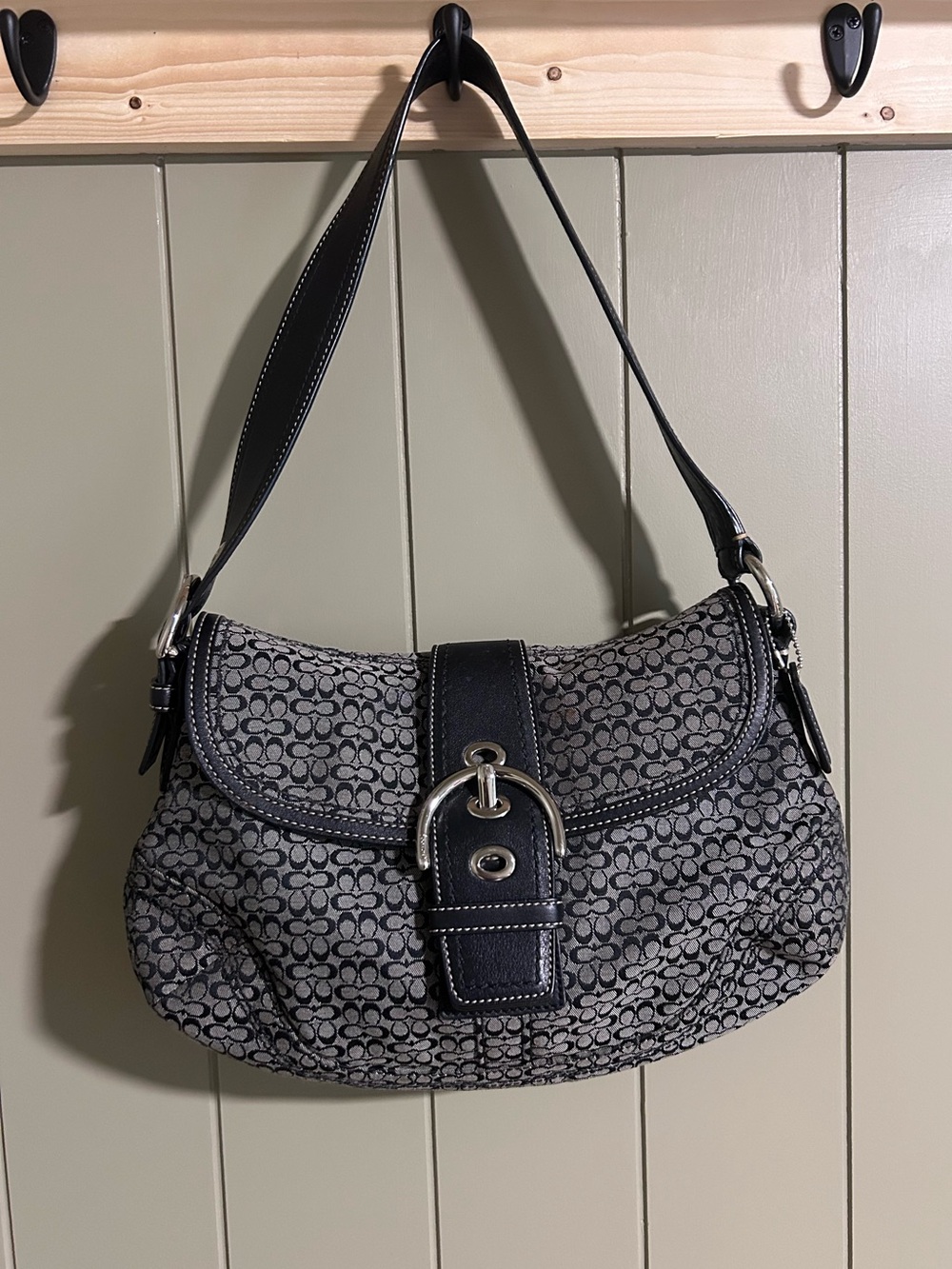 Coach vintage monogram and leather hobo